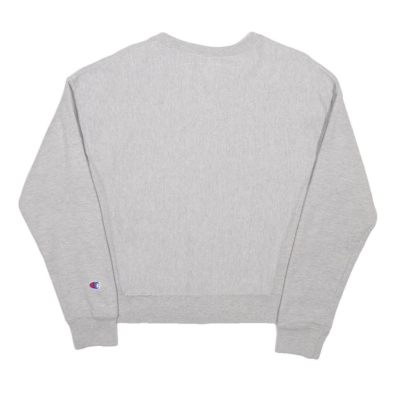 CHAMPION REVERSE WEAVE Womens Grey Crew Neck S Cotton Blend Sweatshirt Pullover