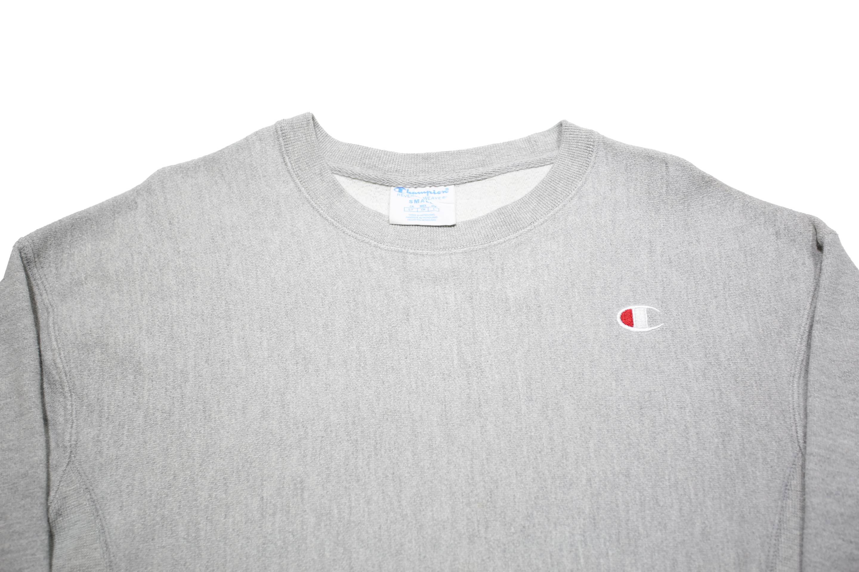 CHAMPION REVERSE WEAVE Womens Grey Crew Neck S Cotton Blend Sweatshirt Pullover