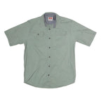 WRANGLER Mens Green Shirt M Cotton Casual Workwear Short Sleeve Button Pocket