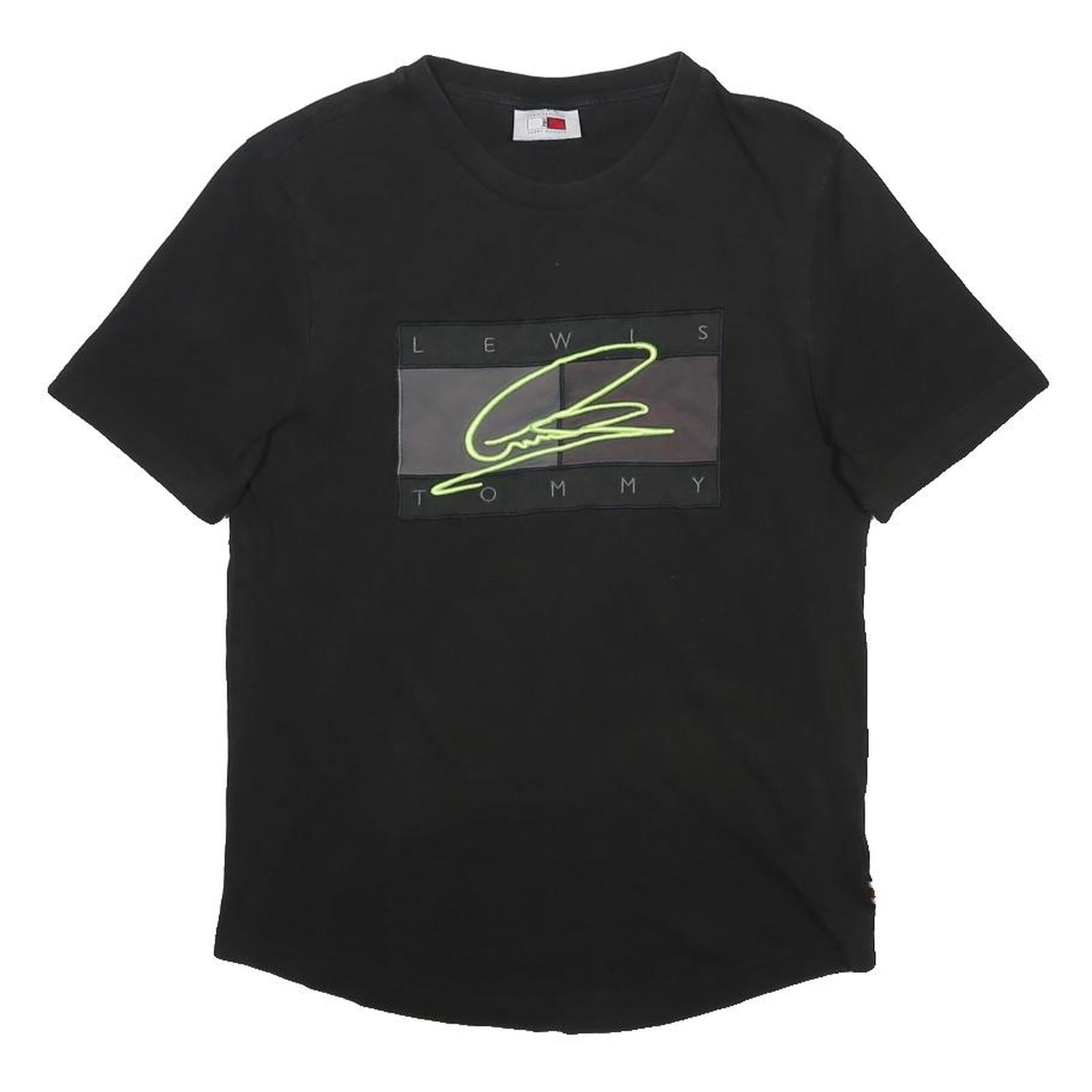 TOMMY HILFIGER X Lewis Hamilton Mens Black Graphic T-Shirt S Short Sleeve