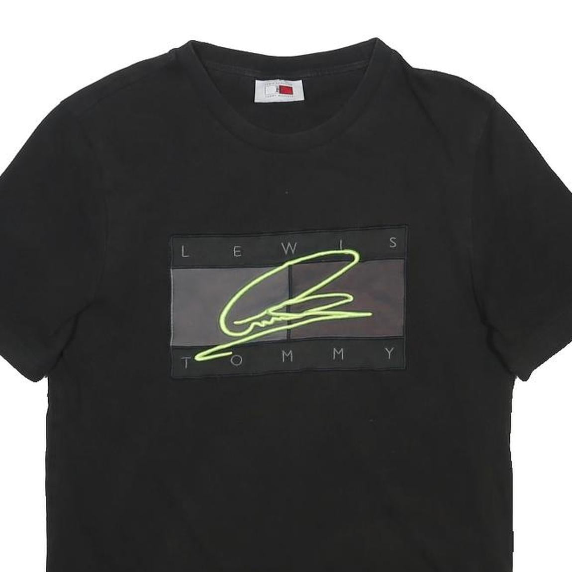 TOMMY HILFIGER X Lewis Hamilton Mens Black Graphic T-Shirt S Short Sleeve