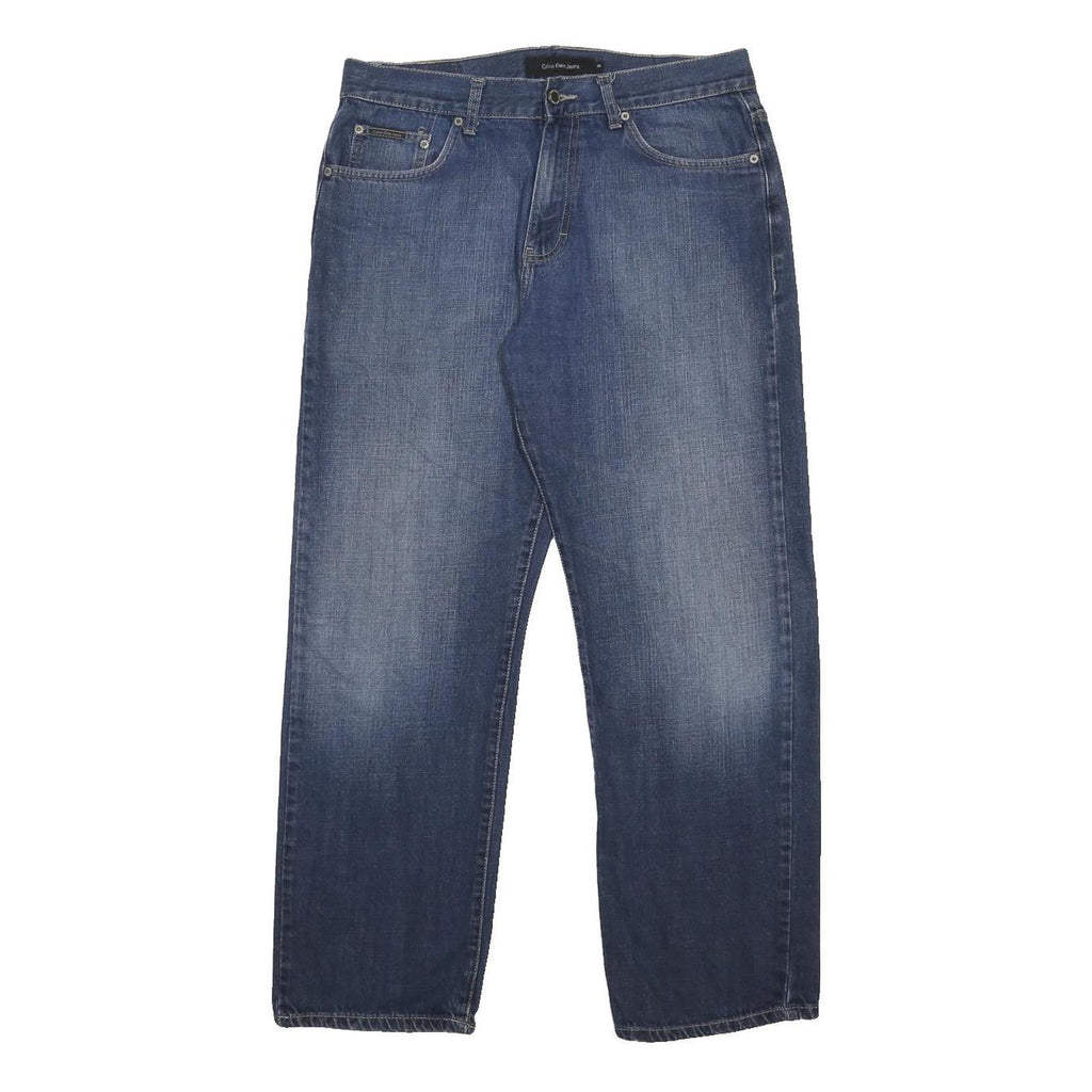 CALVIN KLEIN JEANS Mens Relaxed Straight Denim Medium W34 L32 Classic Cotton Zip