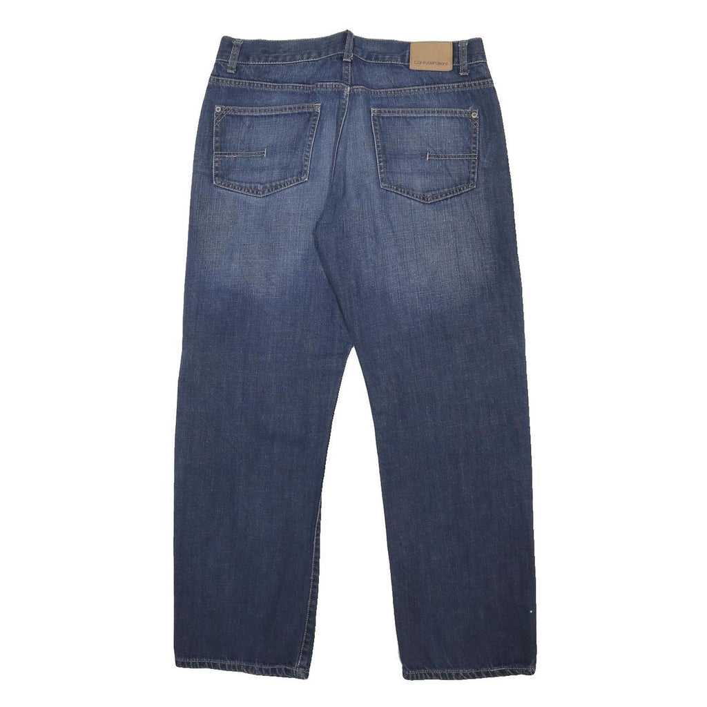 CALVIN KLEIN JEANS Mens Relaxed Straight Denim Medium W34 L32 Classic Cotton Zip