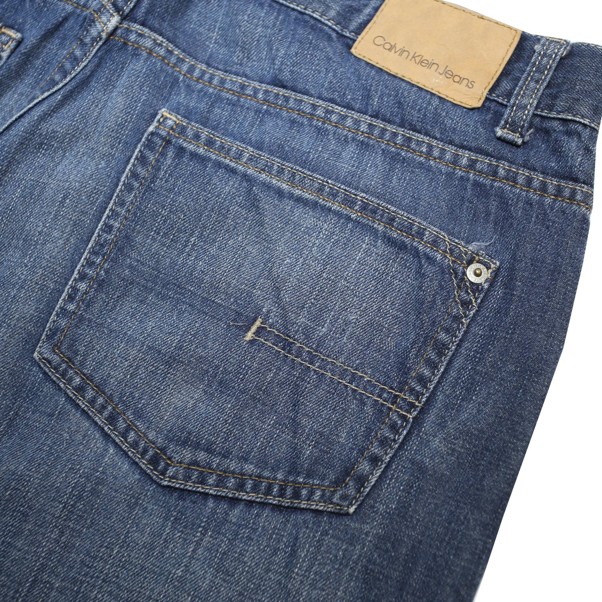 CALVIN KLEIN JEANS Mens Relaxed Straight Denim Medium W34 L32 Classic Cotton Zip