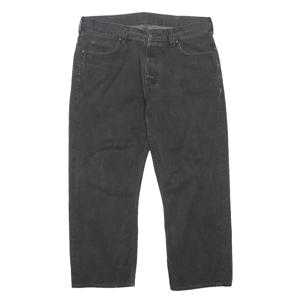CARHARTT Mens Jeans Black Regular Straight Denim W36 L26 Button Cotton Blend