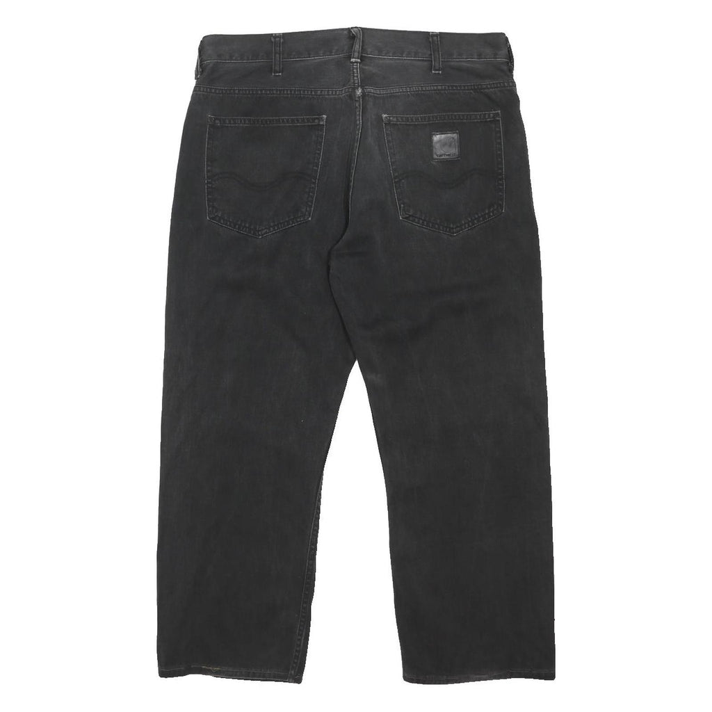 CARHARTT Mens Jeans Black Regular Straight Denim W36 L26 Button Cotton Blend