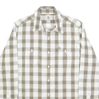 TIMBERLAND Mens White & Beige Check Shirt S Casual Cotton Long Sleeve Button