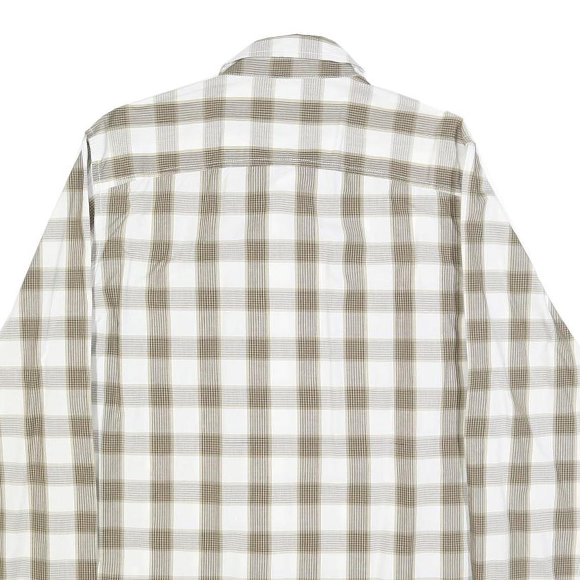 TIMBERLAND Mens White & Beige Check Shirt S Casual Cotton Long Sleeve Button