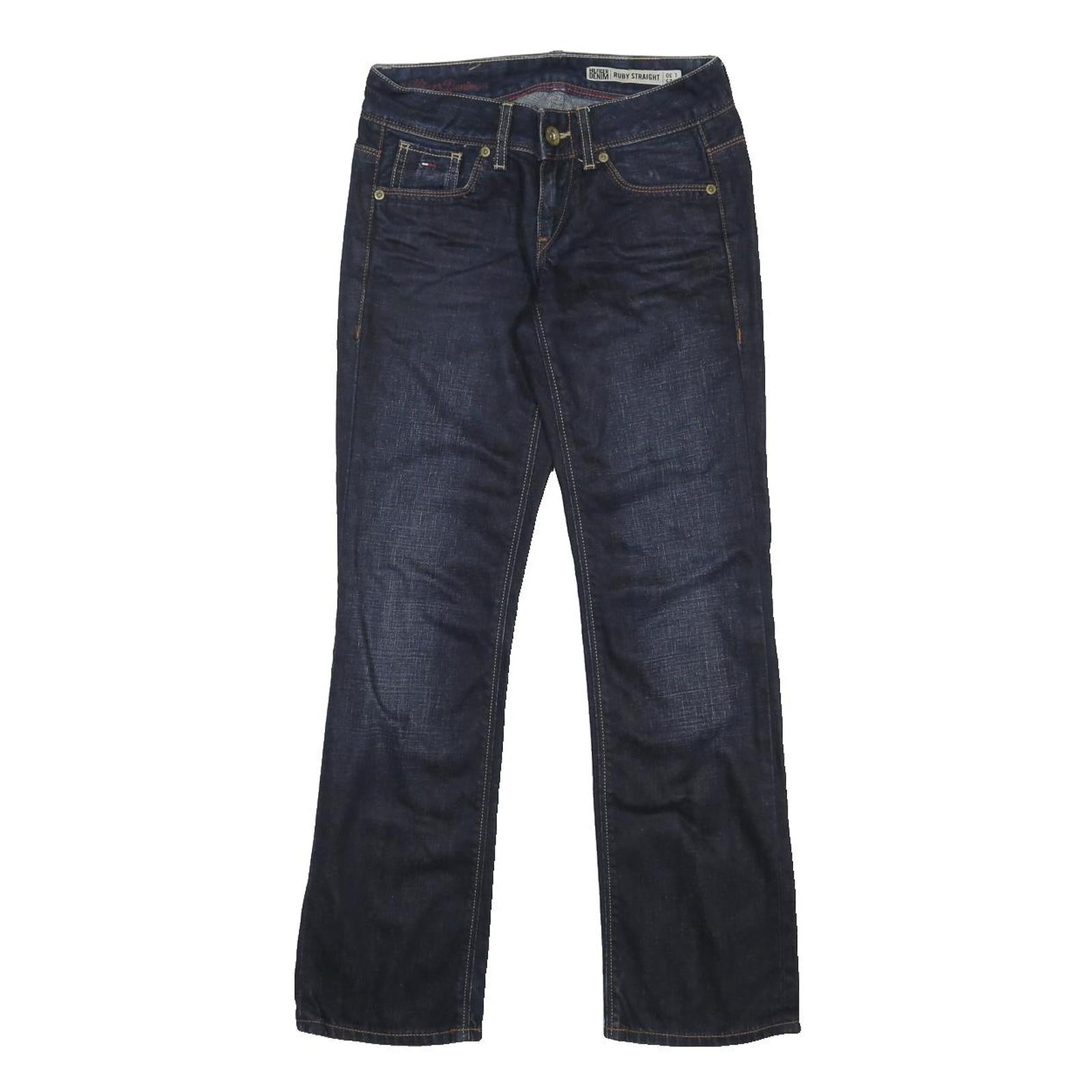 HILFIGER DENIM Womens Jeans Blue Regular Straight Denim Dark W25 L30 Zip
