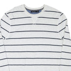 NAUTICA Mens White & Navy Striped Long Sleeve Crew Neck T-Shirt XL Casual Cotton