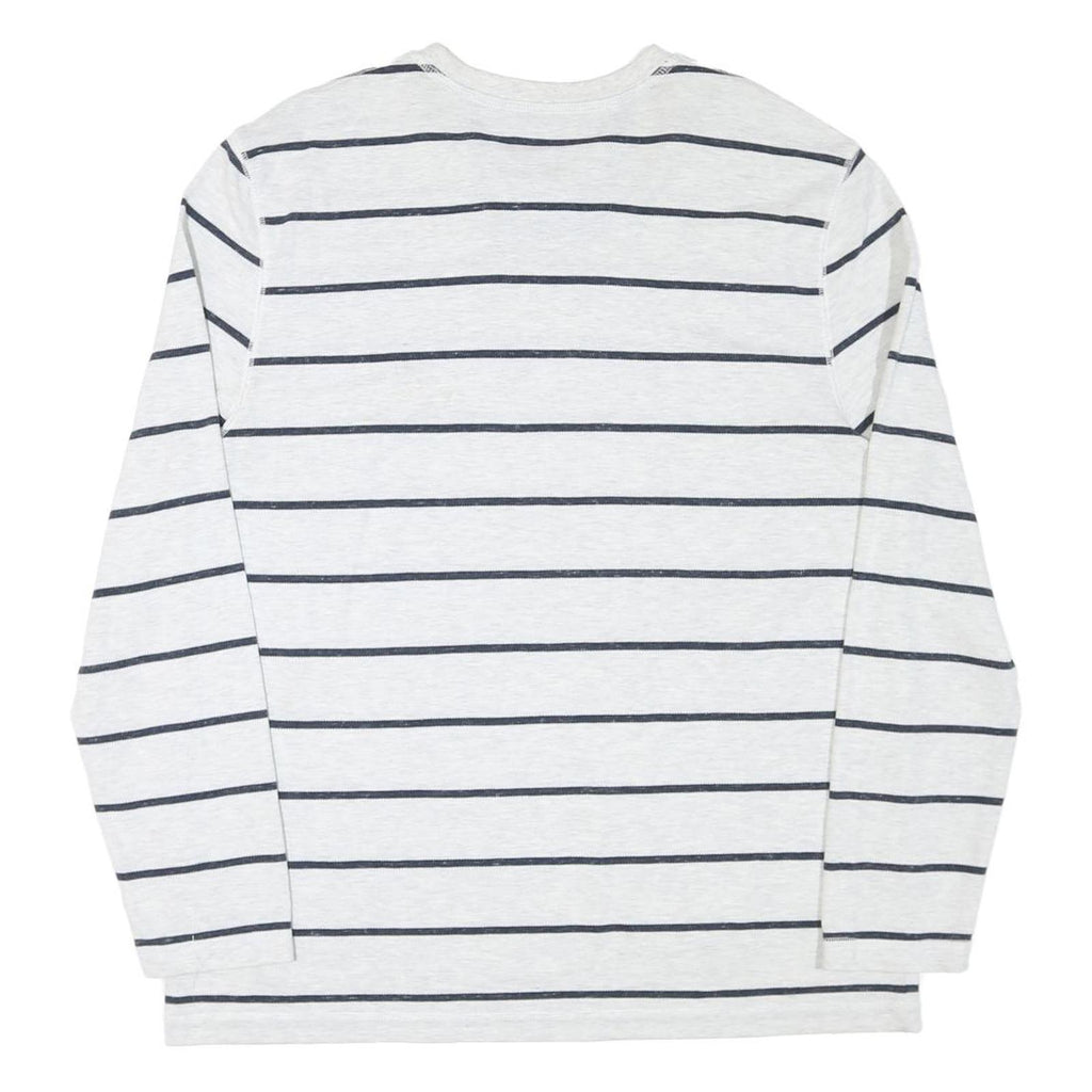 NAUTICA Mens White & Navy Striped Long Sleeve Crew Neck T-Shirt XL Casual Cotton