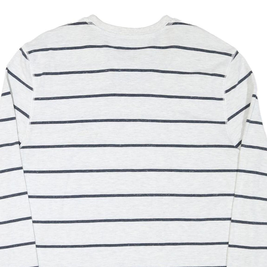 NAUTICA Mens White & Navy Striped Long Sleeve Crew Neck T-Shirt XL Casual Cotton