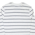 NAUTICA Mens White & Navy Striped Long Sleeve Crew Neck T-Shirt XL Casual Cotton