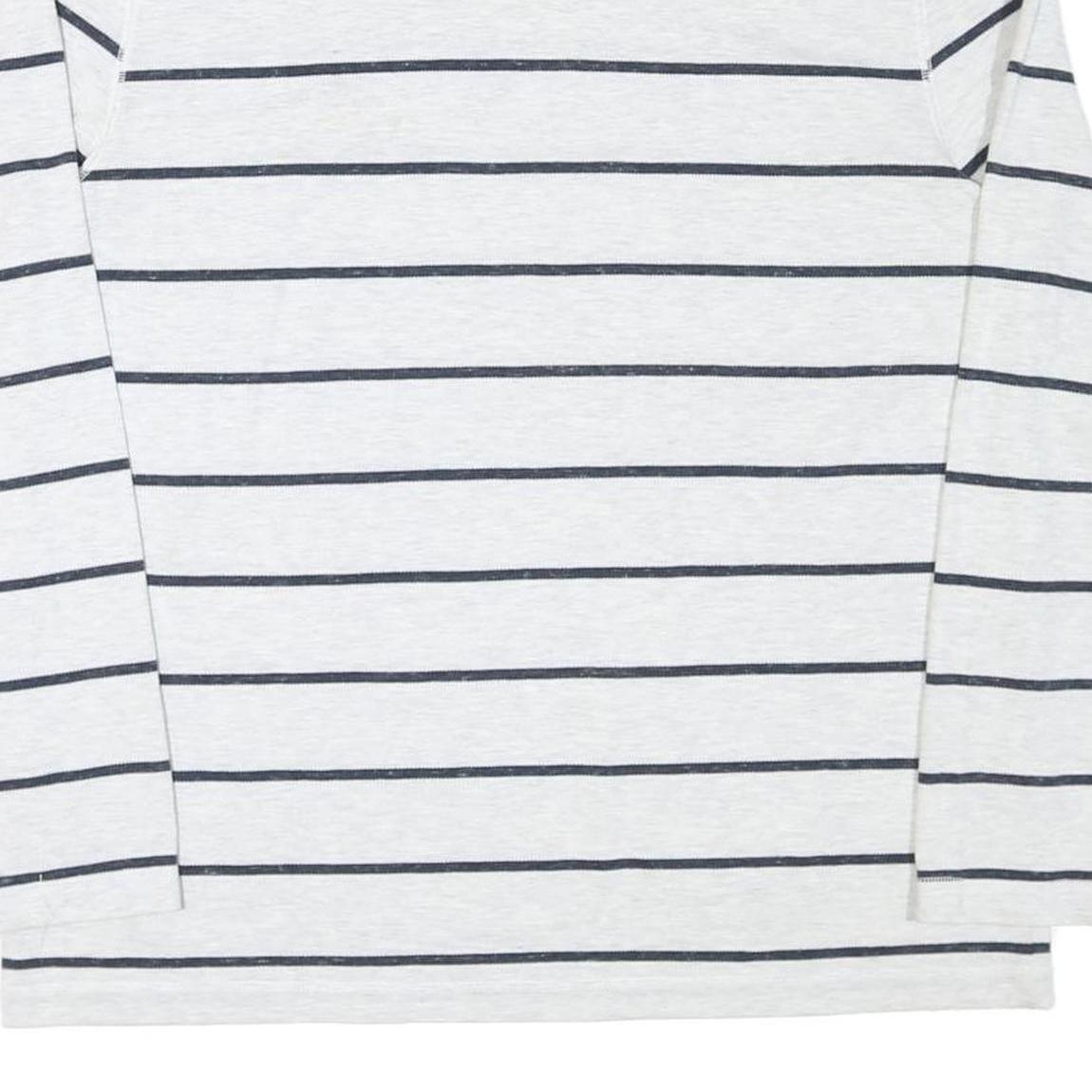NAUTICA Mens White & Navy Striped Long Sleeve Crew Neck T-Shirt XL Casual Cotton