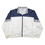 REEBOK Mens Navy & White Zip Jacket L Polyester Colourblock Sportswear Casual