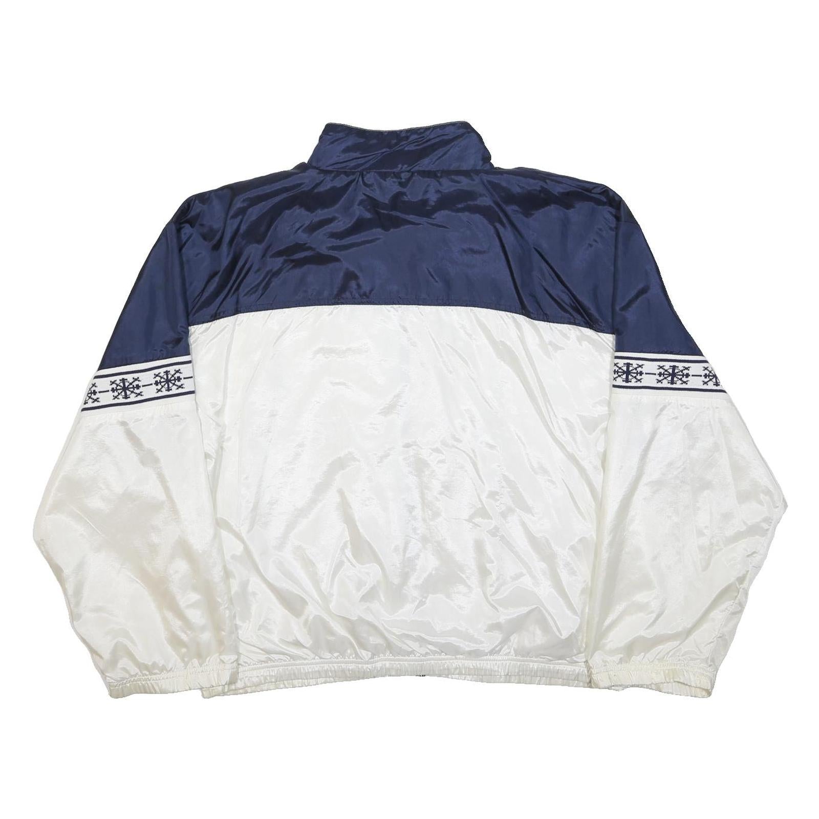 REEBOK Mens Navy & White Zip Jacket L Polyester Colourblock Sportswear Casual
