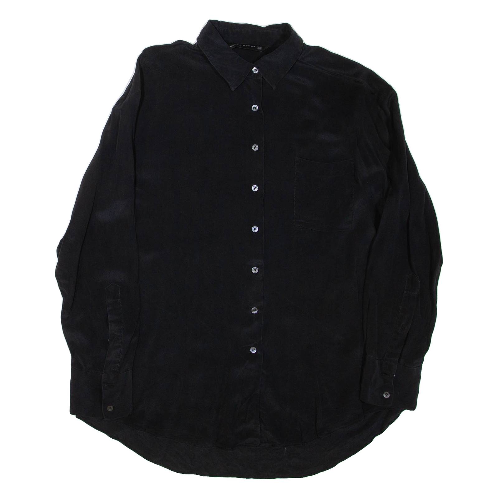 ZARA Womens Shirt Black Collared Long Sleeve XS