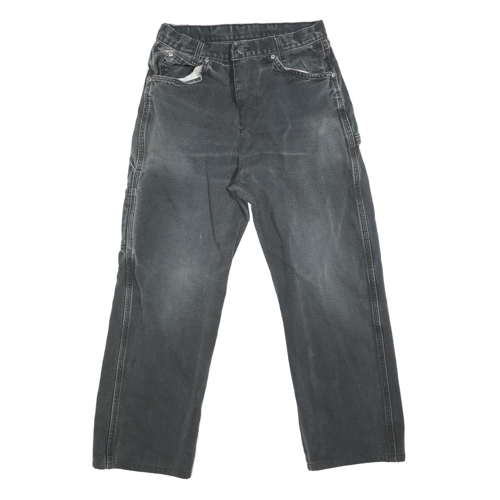 DICKIES Mens Jeans Black Regular Straight Denim Medium W30 L25 Workwear