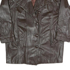 Womens Brown Faux Leather Button Jacket XL Woven Croc Texture Lapel