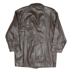 Womens Brown Faux Leather Button Jacket XL Woven Croc Texture Lapel