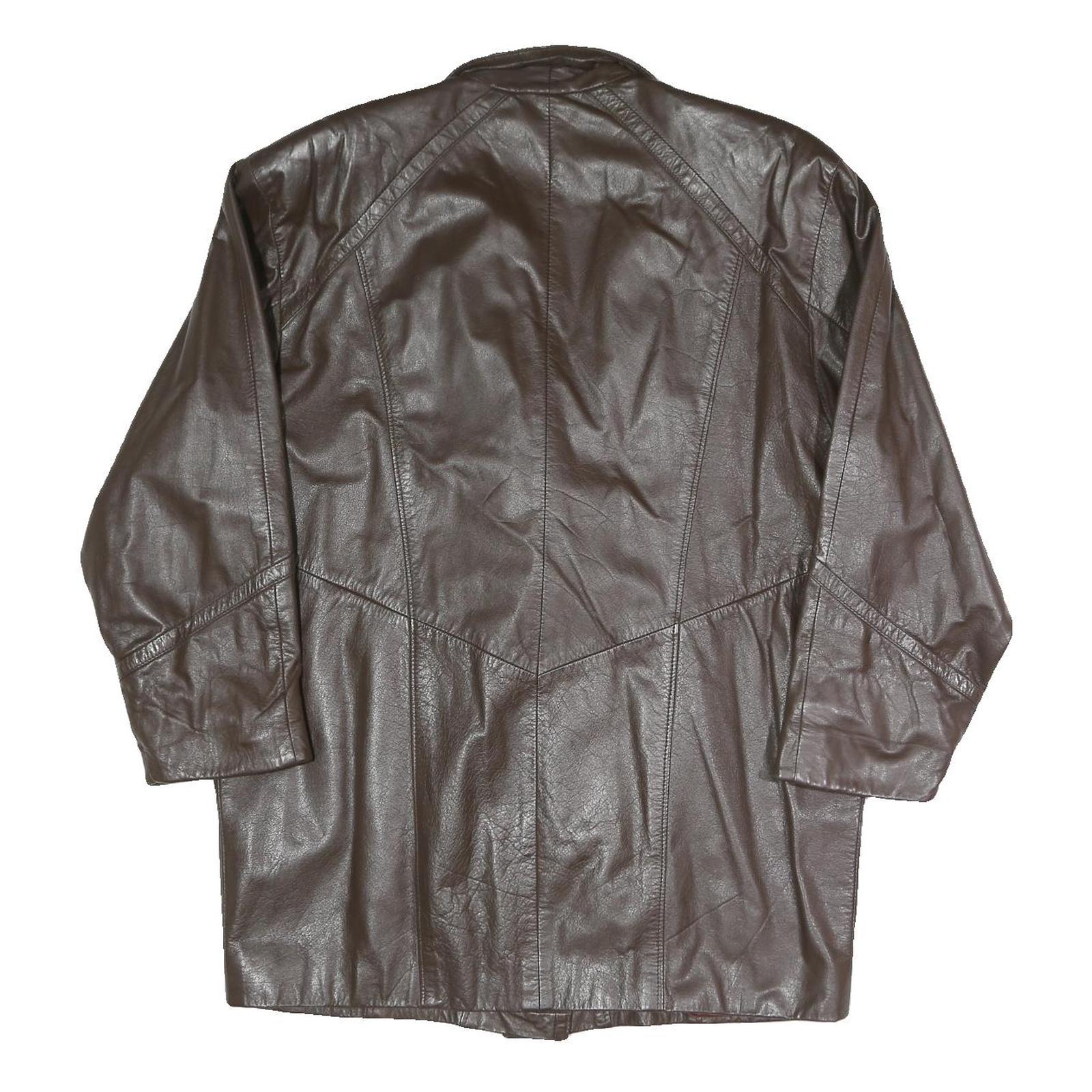 Womens Brown Faux Leather Button Jacket XL Woven Croc Texture Lapel