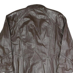 Womens Brown Faux Leather Button Jacket XL Woven Croc Texture Lapel