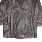 Womens Brown Faux Leather Button Jacket XL Woven Croc Texture Lapel