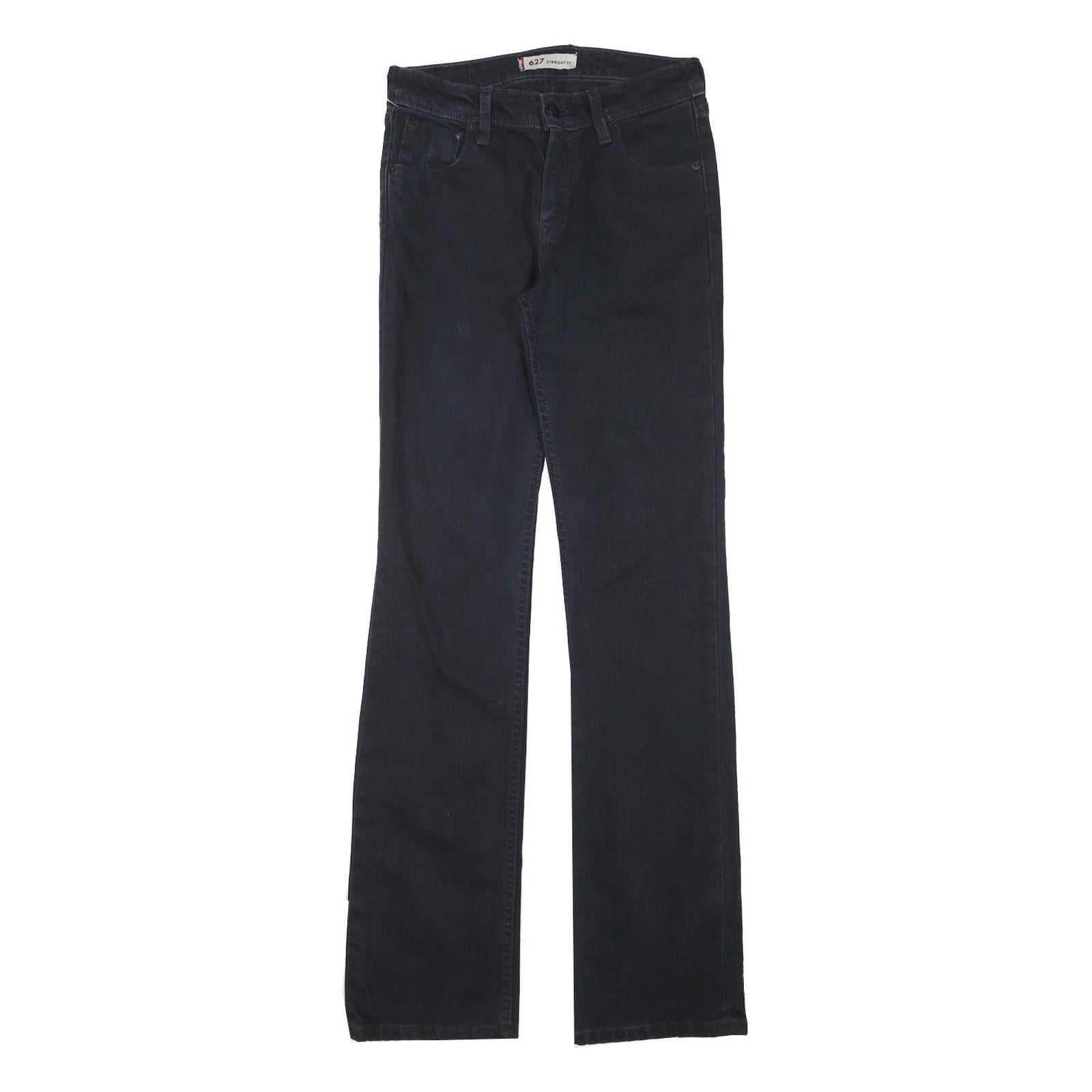LEVI'S 627 Womens Jeans Black Regular Straight Denim W26 L32 Classic Fit Zip