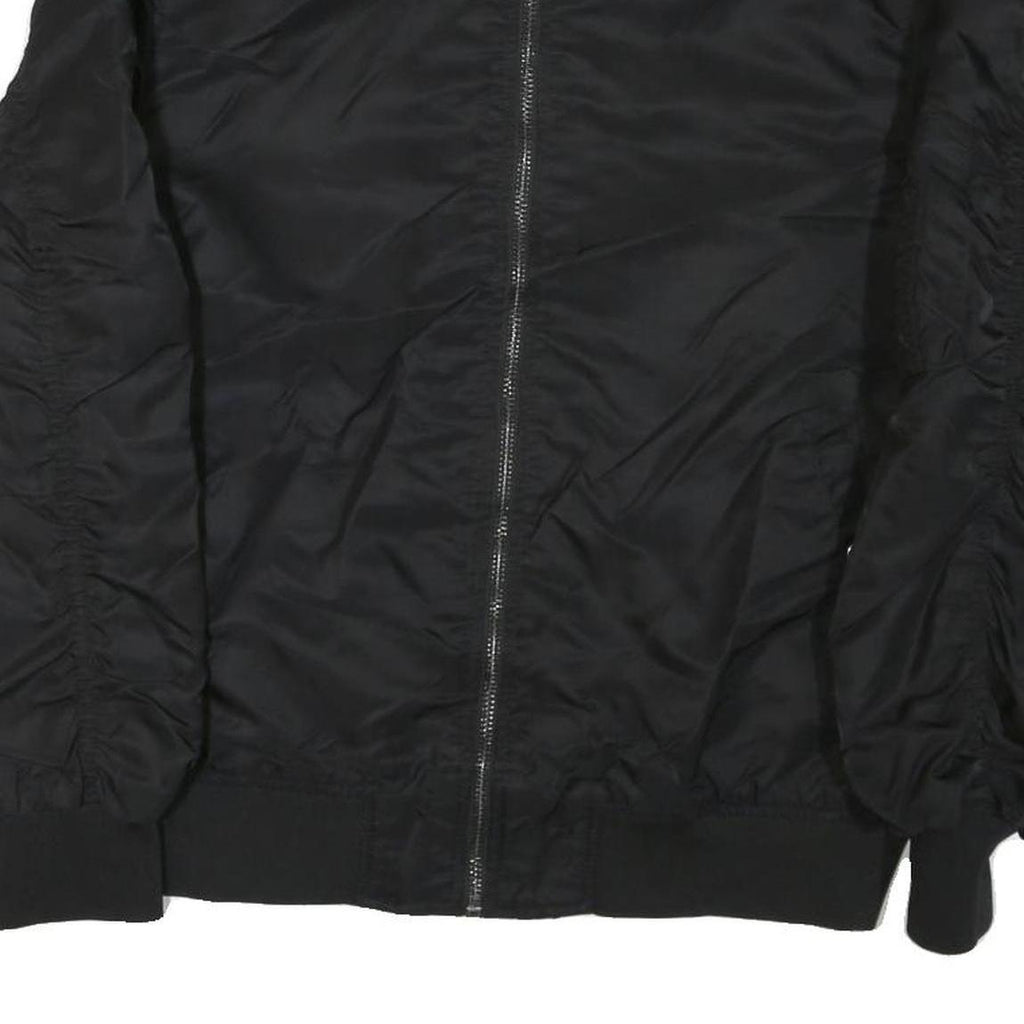 Mens Black Nylon Bomber Jacket 3XL Zip Closure Plain Style Casual Outerwear