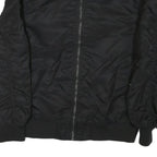 Mens Black Nylon Bomber Jacket 3XL Zip Closure Plain Style Casual Outerwear