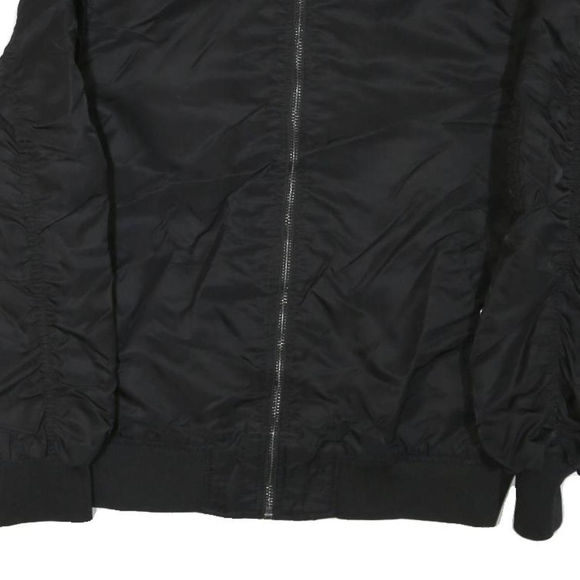 Mens Black Nylon Bomber Jacket 3XL Zip Closure Plain Style Casual Outerwear