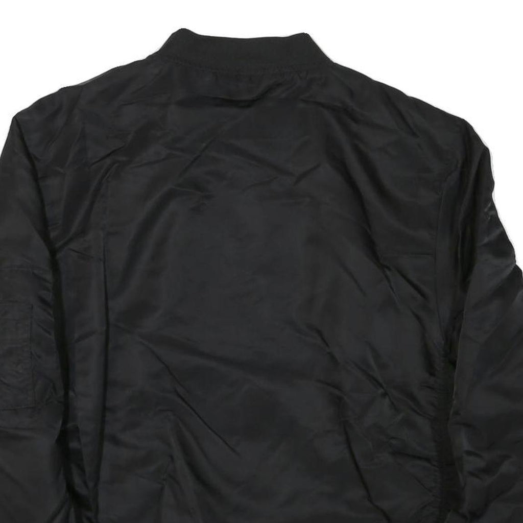 Mens Black Nylon Bomber Jacket 3XL Zip Closure Plain Style Casual Outerwear