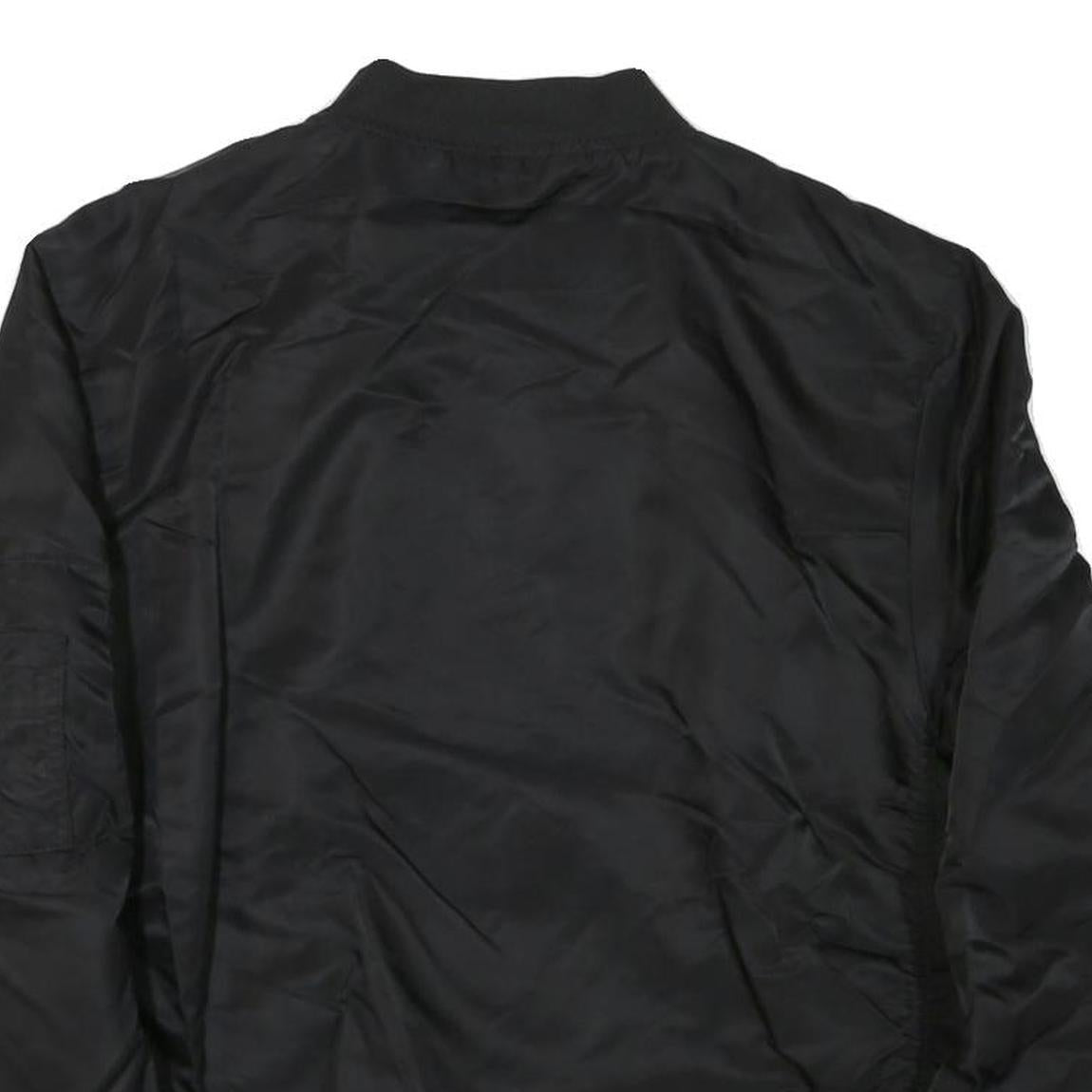 Mens Black Nylon Bomber Jacket 3XL Zip Closure Plain Style Casual Outerwear