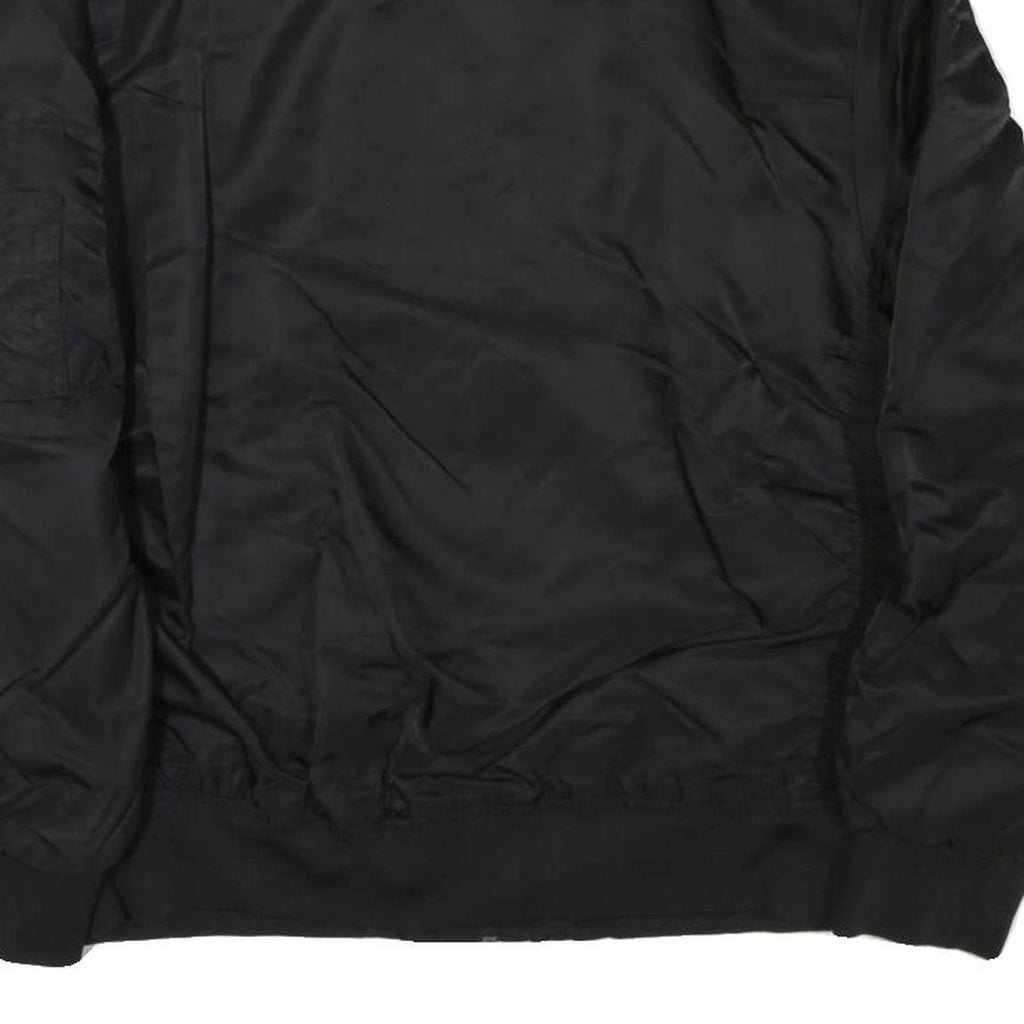 Mens Black Nylon Bomber Jacket 3XL Zip Closure Plain Style Casual Outerwear