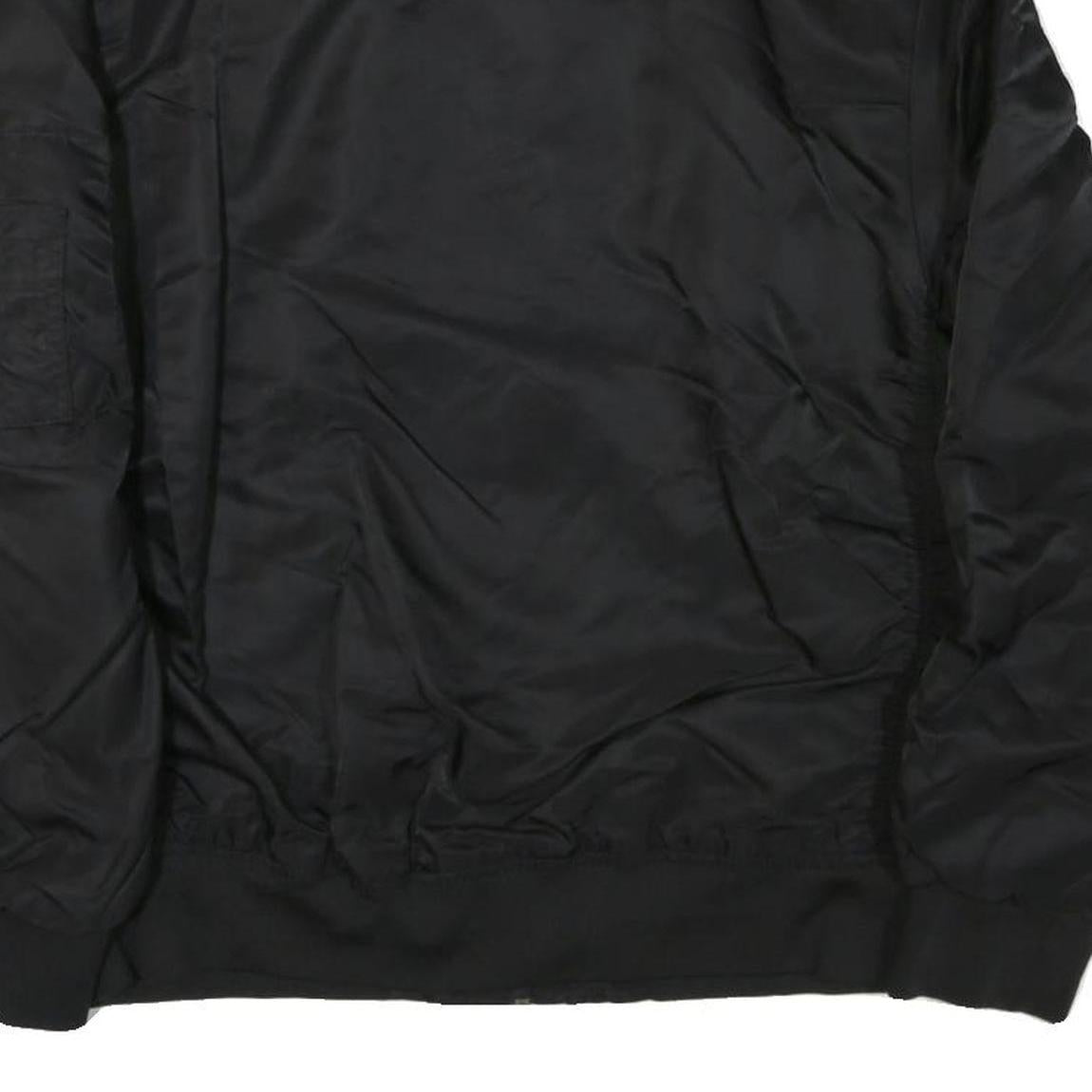 Mens Black Nylon Bomber Jacket 3XL Zip Closure Plain Style Casual Outerwear