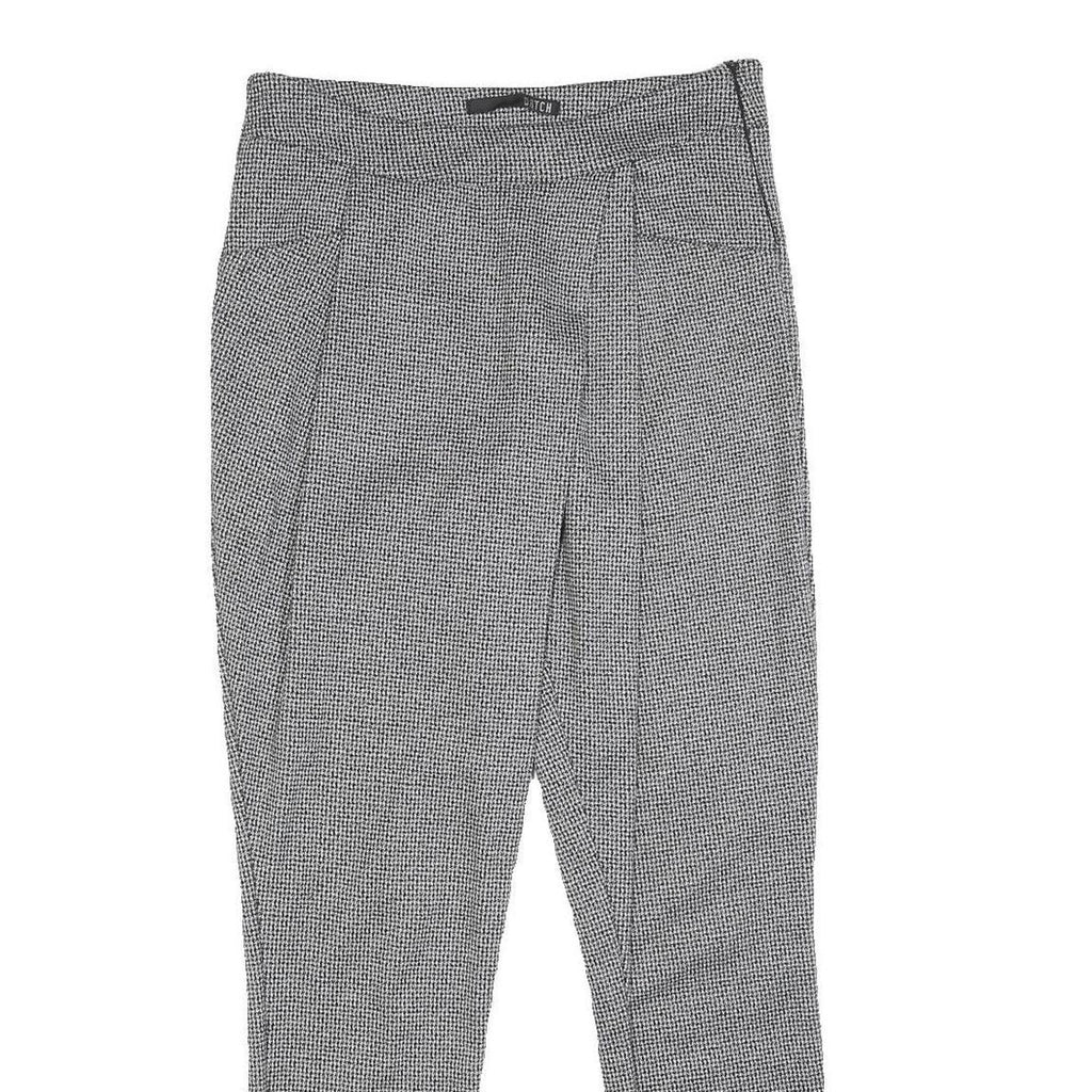 DATCH Womens Polyester Blend Slim Black White Checked Trousers W32 L28 Stylish