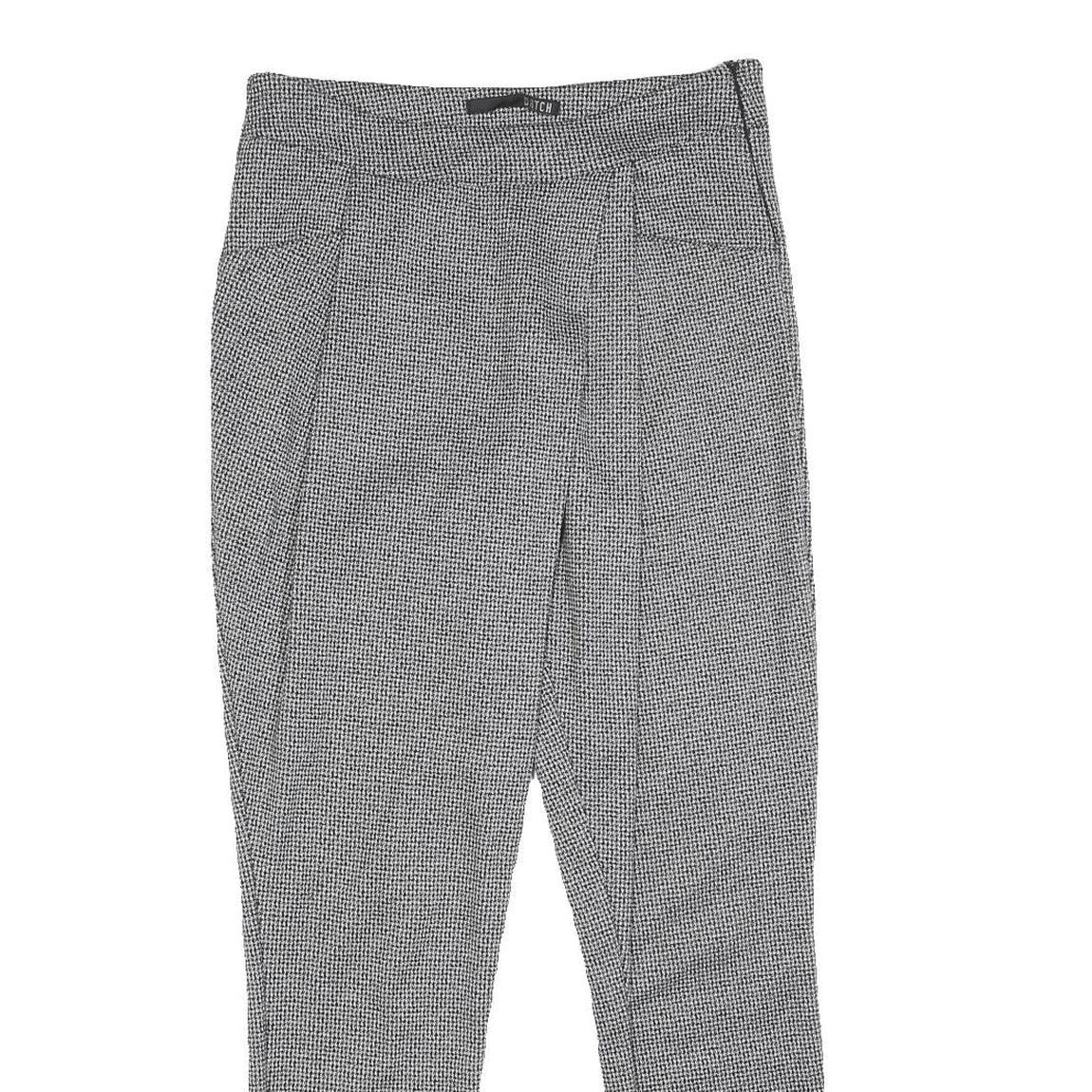 DATCH Womens Polyester Blend Slim Black White Checked Trousers W32 L28 Stylish