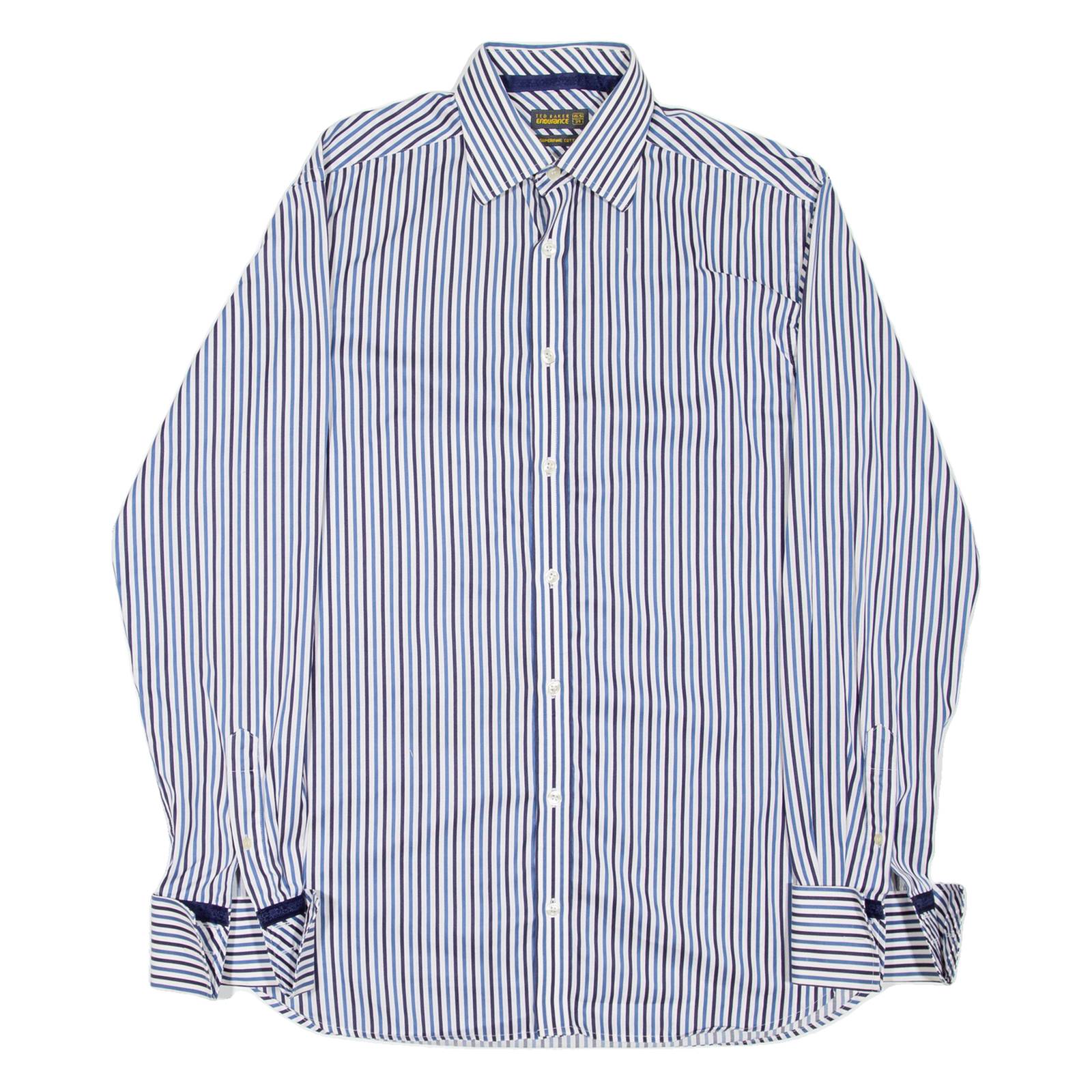 TED BAKER Endurance Mens Shirt Blue Striped Long Sleeve M
