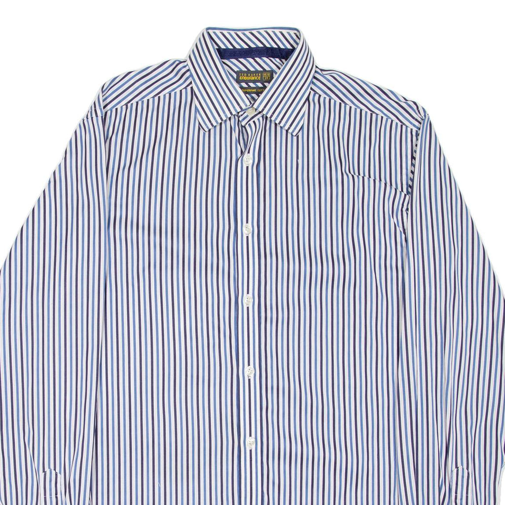 TED BAKER Endurance Mens Shirt Blue Striped Long Sleeve M