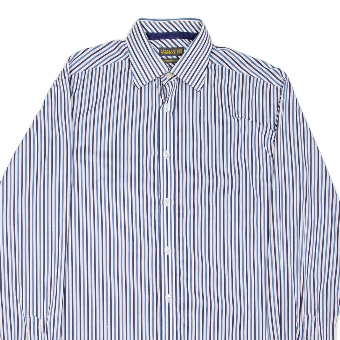 TED BAKER Endurance Mens Shirt Blue Striped Long Sleeve M