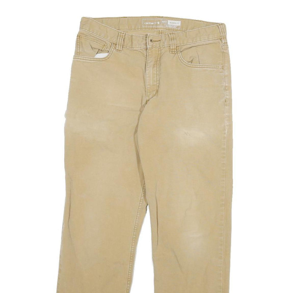 CARHARTT Mens Cotton Blend Beige Relaxed Straight Trousers W30 L29 Workwear