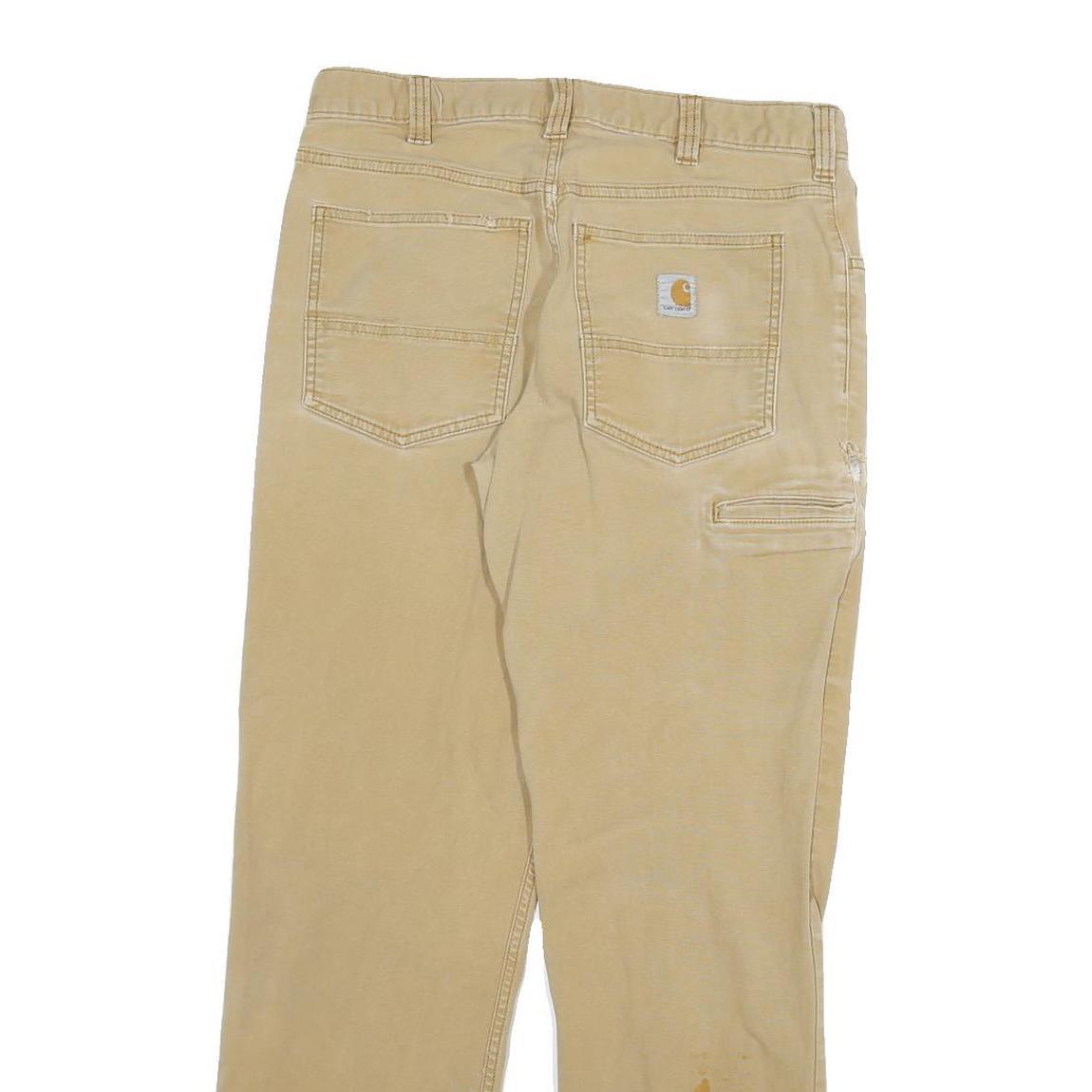 CARHARTT Mens Cotton Blend Beige Relaxed Straight Trousers W30 L29 Workwear