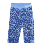 NIKE Womens Joggers Blue & Black XS W22 L20 Printed Slim Fit Athletic Leggings