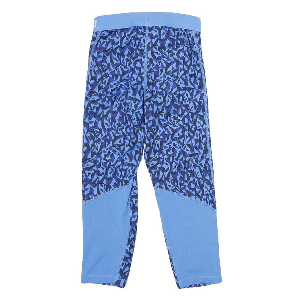 NIKE Womens Joggers Blue & Black XS W22 L20 Printed Slim Fit Athletic Leggings