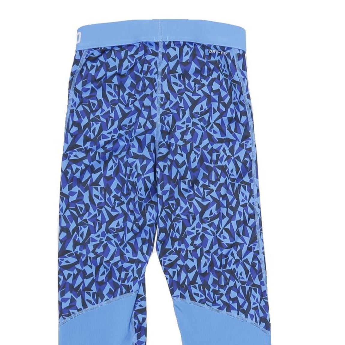 NIKE Womens Joggers Blue & Black XS W22 L20 Printed Slim Fit Athletic Leggings