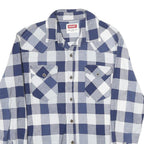 WRANGLER Mens Blue & White Check Shirt S Cotton Casual Long Sleeve Western