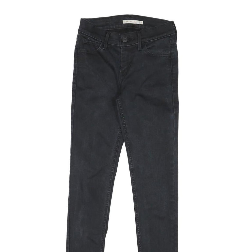 LEVIS 710 Womens Jeans Black Slim Skinny Denim Raw W22 L29 Stretch High Waist