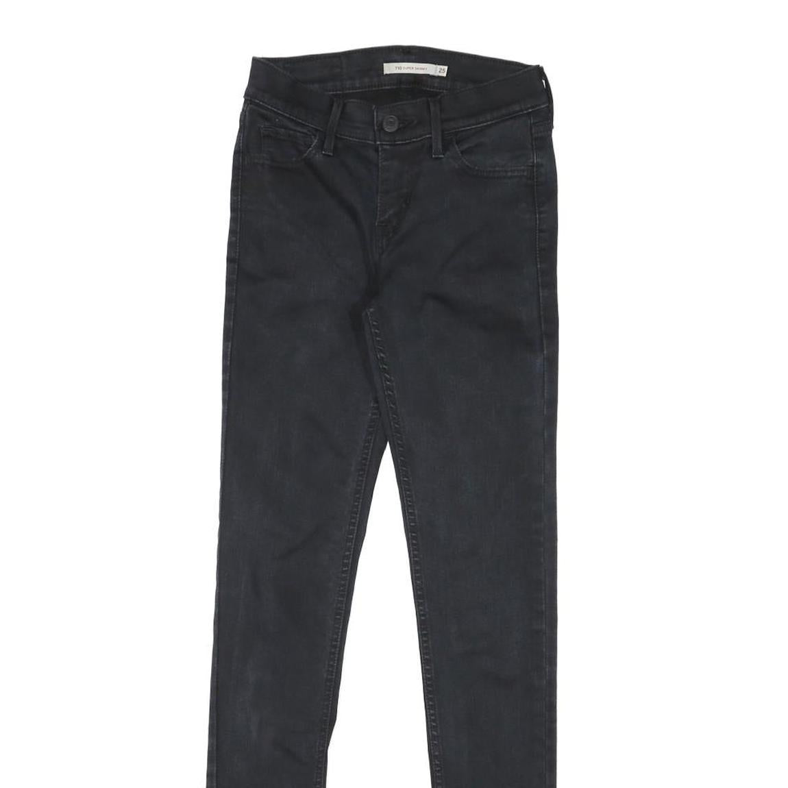 LEVIS 710 Womens Jeans Black Slim Skinny Denim Raw W22 L29 Stretch High Waist