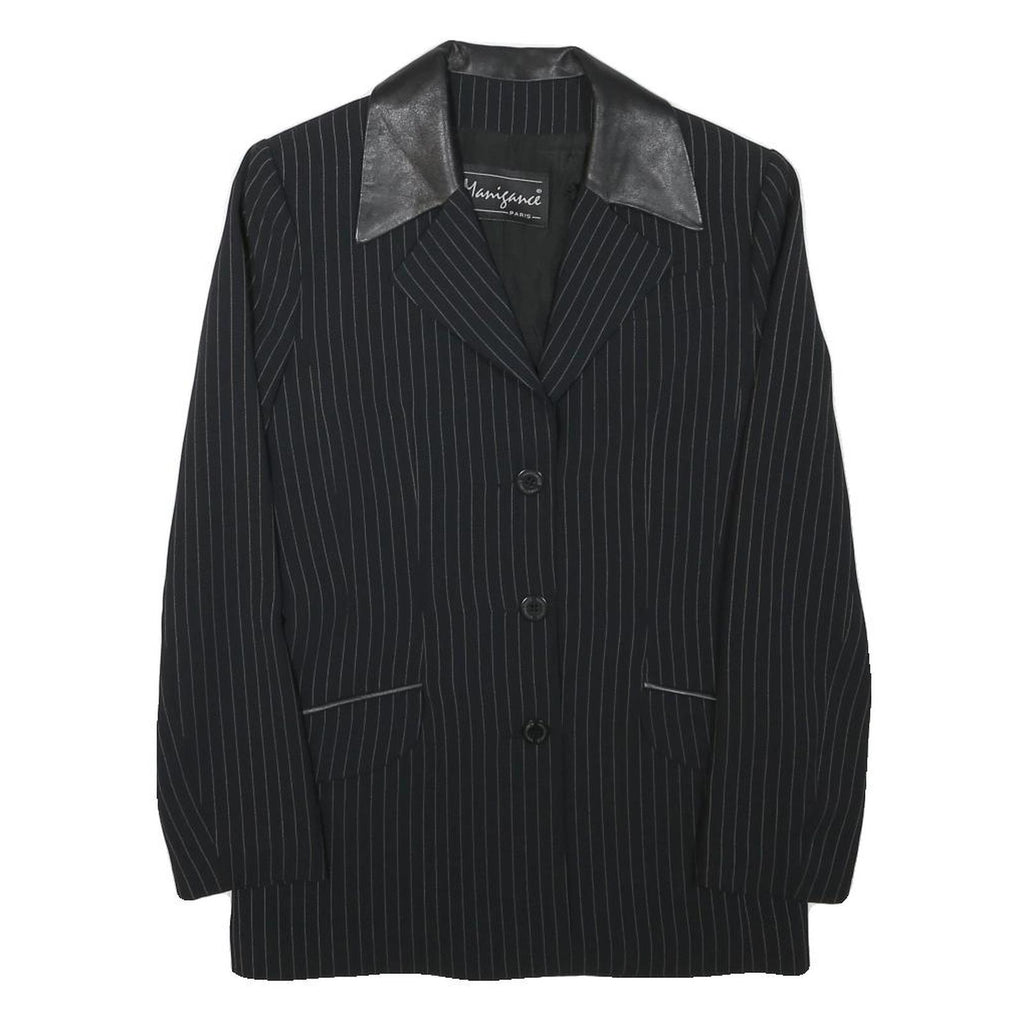 MANISANCE Womens Black & Grey Pinstripe Tailored Jacket XXS Polyester Blend