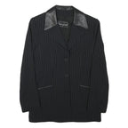 MANISANCE Womens Black & Grey Pinstripe Tailored Jacket XXS Polyester Blend